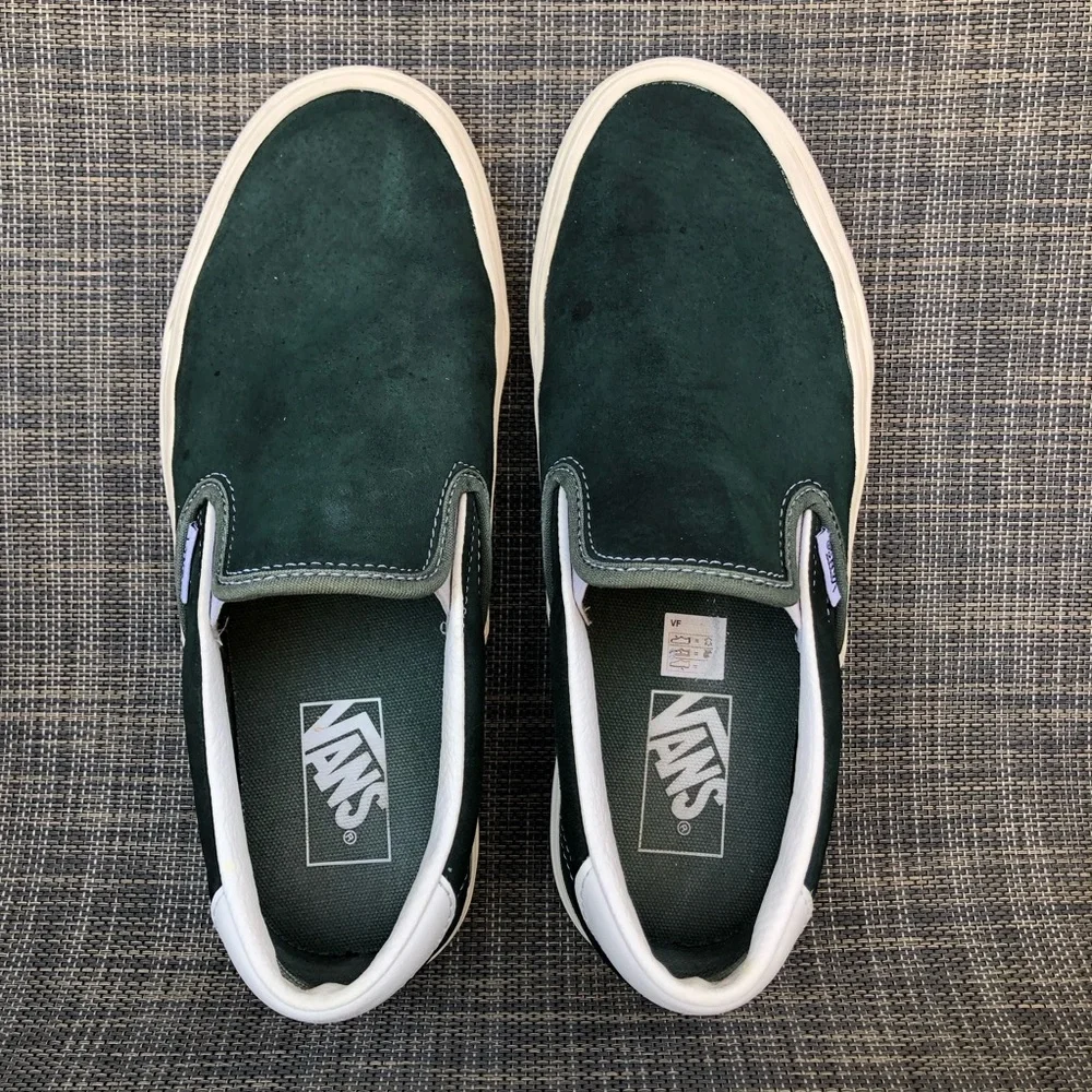 Vans Green and White Slip-On Sneakers - Picture 9 of 13